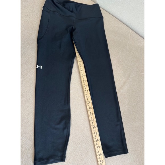 Under Armour Womens Compression Leggings Black High Rise Crop Pocket Medium - Picture 4 of 5
